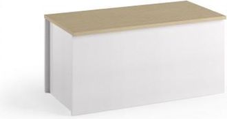 Terraneo Baule Contenitore Con Chiusura Rallentata Soft Closing Bianco Con Top Cannettato Chiaro 90x45x45 Cm - Terraneo