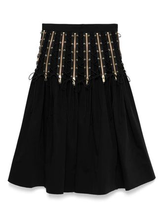 Undercover zipped lace-up midi skirt - Black