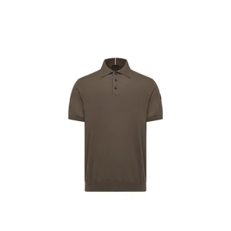 Moncler Moncler Logo Cotton Knit Polo, Men, Brown, Size: 3xl