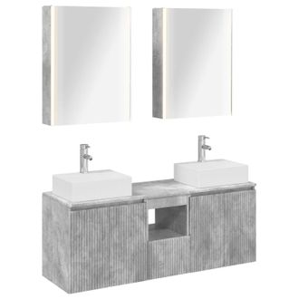 vidaXL Set Di Armadi Da Bagno 5 Pz Grigio Cemento Legno Ingegnerizzato Vidaxl