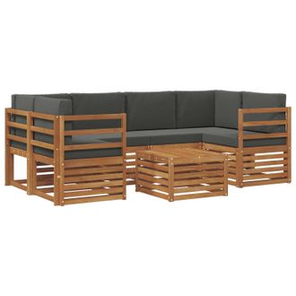 vidaXL Conjunto De Sof&aacute;s De Exterior 7 Pcs Natural Y Antracita Vidaxl