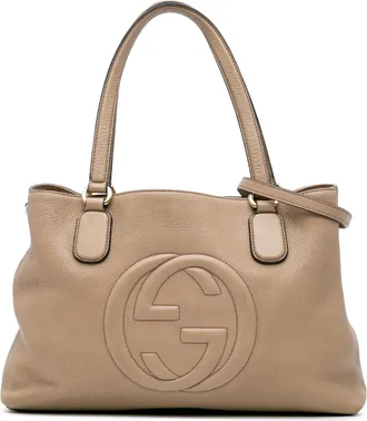 Gucci Pre-owned Womens Soho Tote Signature Logo - Tan Leather - One Size