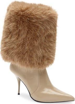 Jeffrey Campbell Thermal Faux Fur Cuff Bootie in Light Beige Combo at Nordstrom Rack, Size 9.5