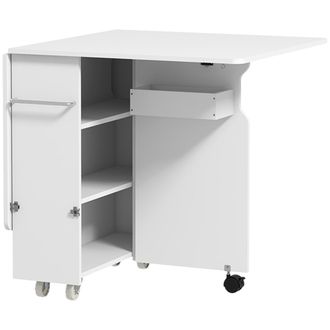 HOMCOM Tavolo A Ribalta Pieghevole Con Ripiani A 3 Livelli In Mdf Bianco - Homcom