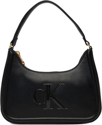 Calvin Klein Raised CK Kleine Schoudertas - Dames - Handtassen - Zwart - ONE Size - Tassen