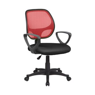 Serena Serena - Silla De Oficina Geraldton, Silla Operativa De Malla Con Reposabrazos, Asiento De Oficina Ergon&oacute;mico, Cm 56x57h88/100, Negro Y Rojo