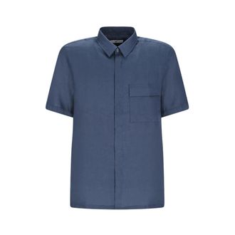 Pantaloni Torino Stijlvolle Gepatchte Overhemd - Heren - Korte mouwen Overhemden - Blauw - M - Overhemden