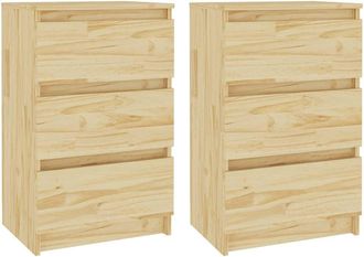 vidaXL Vidaxl - Mesitas De Noche 2 Uds Madera Maciza De Pino 40x29,5x64 Cm