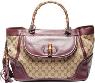 Gucci 2000-2015 canvas bamboo handbag - Neutrals