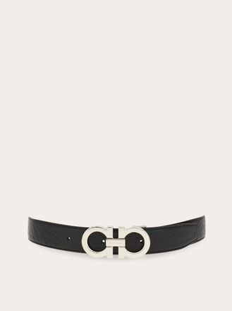 Ferragamo Men Reversible and adjustable Gancini belt Black