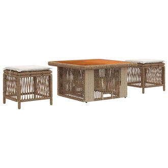 vidaXL Conjunto De Comedor De Jard&iacute;n Con Coj&iacute;n 3 Pcs Beige Y Crema Vidaxl