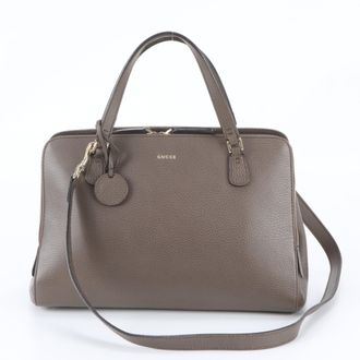 Gucci Brown Leather Handbag Shoulder Bag Tote Bag (Pre-Owned)