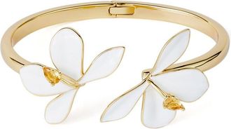 Shanghai Tang Ginger Flower open-cuff bracelet - women - Gold Plated Brass/Enamel/Crystal - One Size
