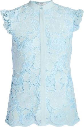 Erdem Top smanicato in pizzo a fiori - Blu
