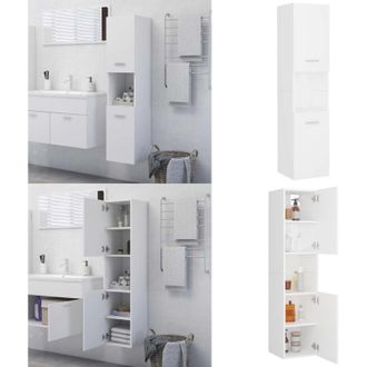vidaXL Mobile da Bagno Bianco 30x30x130 cm in Legno Multistrato - Mobile in legno - Mobile da bagno bianco