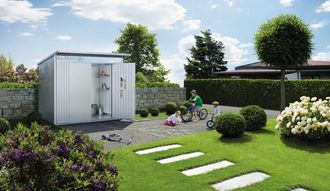 BIOHORT Caseta Metalica Biohort Jardin Avantgarde Eco A1 Color Plata Doble Puerta