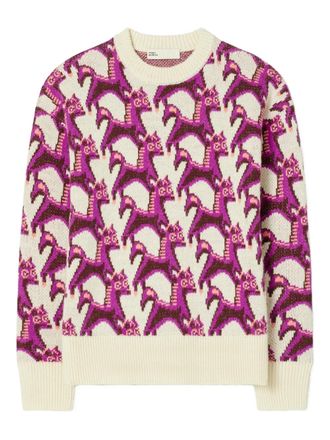 Tory Burch jacquard crew-neck sweater - Neutrals
