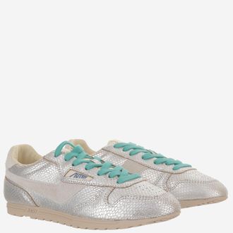 Autry Womens Sneakers Windspin Low Silver Leather Trainers