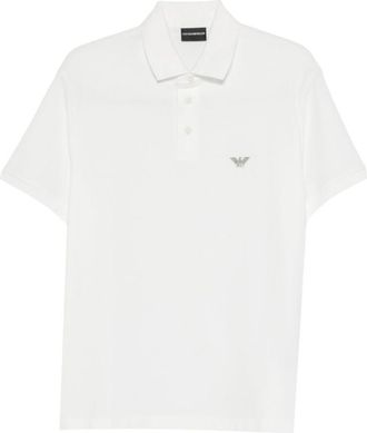 Emporio Armani White Relaxed Fit Logo Polo