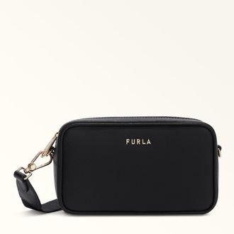 Furla Classic Borsa A Tracolla Nero Nero Pelle Di Vitello Andromeda + Tracolla Con Design Triangolo Donna