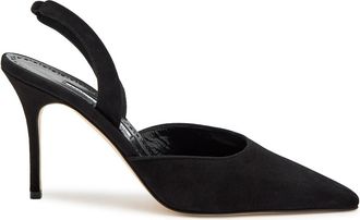 Manolo Blahnik Borelapla 90 Suede Slingback Pumps - Black