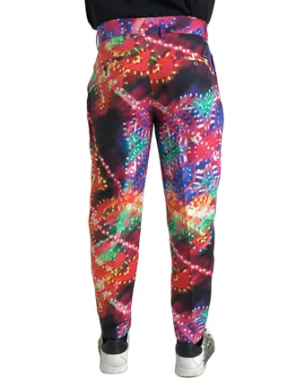 Dolce & Gabbana Mens Multicolor Printed Linen Chinos