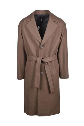 Hev&ograve; Mid-Length Brown Wool-Blend Hevo Coat