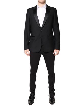 Dolce & Gabbana Black Wool Single Breasted 2 Piece Mens Suit