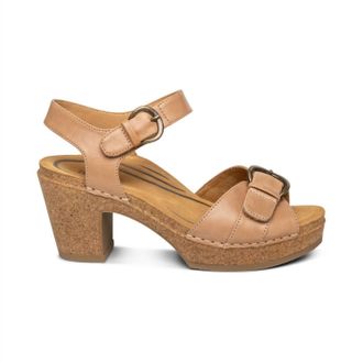 Aetrex Womens Tory Open Toe Heel Sandal In Camel
