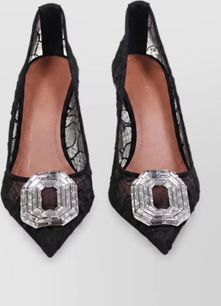 Amina Muaddi lace satin pumps