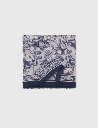 Maje Fruit Print Shawl - Blue Fruits Print - Maje