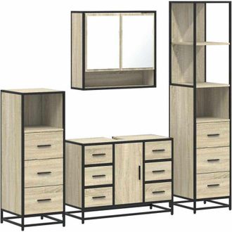 vidaXL Vidaxl - Juego De Muebles De Ba&ntilde;o 4 Pzas Contrachapada Roble Sonoma