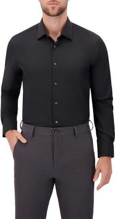 Report Collection Slim Fit 4-Way Stretch Button-Up Shirt in Black at Nordstrom Rack, Size 16.5