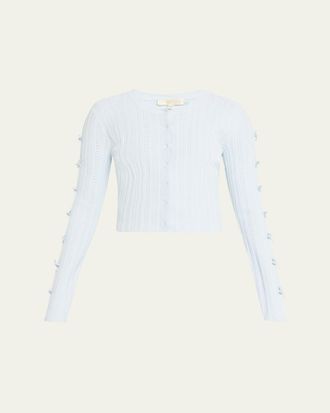 LoveShackFancy Zoriah Rib Pointelle Knit Cardigan