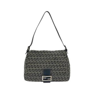 Fendi Pre-owned Shoulder Bags, female, Gray, Size: ONE SIZE Pre-owned Canvas Shoulder Bag