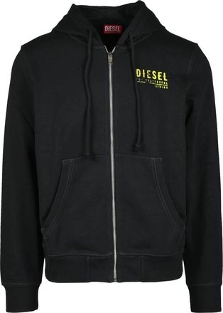 Diesel sweatshirt - Heren - Vesten met rits - Zwart - S - Katoen - Hoodies & sweatvesten