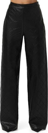 Naked Wardrobe Diamond Stitched Faux Leather Pants in Black at Nordstrom, Size X-Small