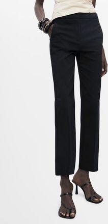 Mango Ankle Straight Leg Pants in Black at Nordstrom, Size 20