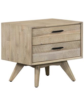 Armen Living Baly Acacia Mid-Century 2 Drawer Night Stand