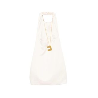 Elisabetta Franchi Mini Dress In Duchess Satin With Necklace