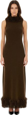 Loewe Brown Mock Collar Maxi Dress