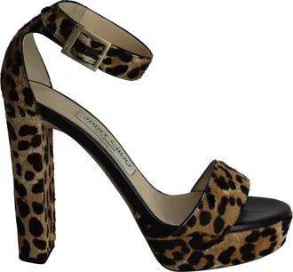 Jimmy Choo London Holly Platform Sandals in Animal Print Ponyhair