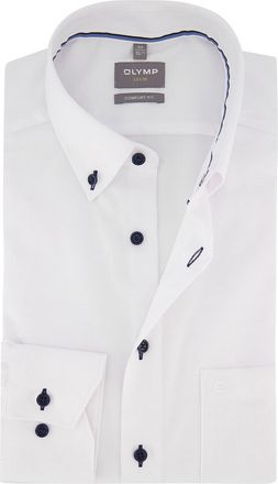 Olymp Wit overhemd OLYMP Comfort Fit strijkvrij met button down boord