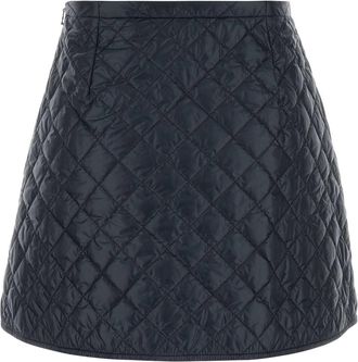 Moncler Womens Quilted Nylon Mini Skirt Navy Bermudas