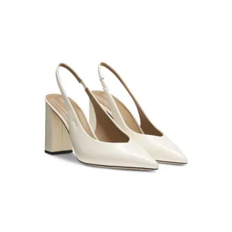 BOSS Heeled leather pumps with slingback strap