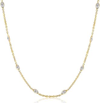 Pompeii3 3 1/4Ct Oval Shape Diamonds By The Yard Necklace 14K Yellow Gold Lab Grown 18