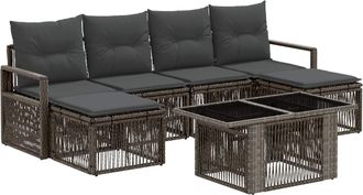 vidaXL Conjunto De Sof&aacute;s De Jard&iacute;n 7 Uds. Gris Y Gris Oscuro Vidaxl