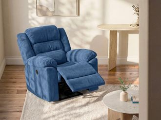 Vente-Unique Poltrona relax elettrica in Tessuto Blu - BUROLO