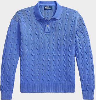 Polo Ralph Lauren Men & apos;s Relaxed Fit Cable-Knit Cotton Polo Sweater