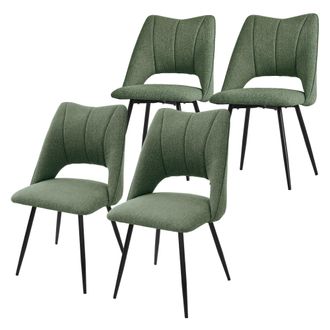 ML Design Ml-design Set 4x Sillas De Comedor Color Verde Con Respaldo Asiento De Poli&eacute;ster Tapizado Con Patas De Metal Negro Sill&oacute;nes Ergon&oacute;micos De Dise&ntilde;o Mode